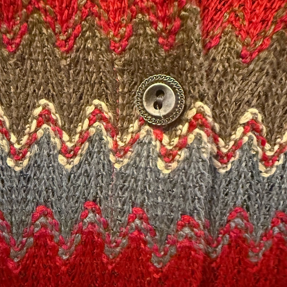 POL Zigzag Knit Button Front Shirt Cardigan, Size L - Picture 4 of 7